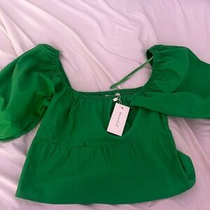 Kelly Green Ruffle Sleeve Top